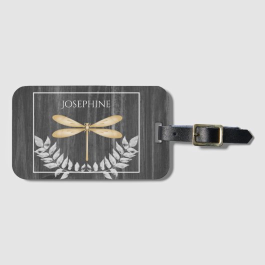 Goldene Dragonfly Rustikaler Gepäckträger Gepäckanhänger (Vorderseite (Horizontal))