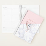 Goldene Dreiecke aus Rose, weißes Marmor, rosa Planer<br><div class="desc">Modernes geometrisches Design mit weißem Marmor und rosa Imitaten,  Imitaten Rose goldenen Dreiecke.</div>