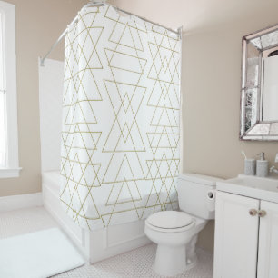 Goldene Dreiecke Chic Weiß Moderne Glamour Duschvorhang
