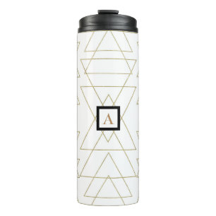 Goldene Dreiecke Chic Weiß Moderne Glamour Thermosbecher
