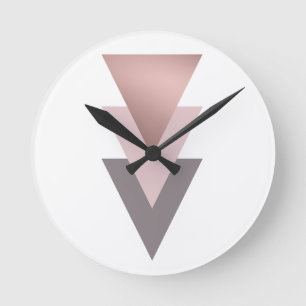 Goldene Dreiecke mit eleganter Rose Runde Wanduhr