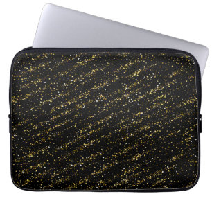 Goldene Dreiecks-Punkte Schwarzer Hintergrund Glän Laptopschutzhülle