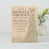 Goldene Dress Womans 70. Geburtstagsparty Einladung (Stehend Vorderseite)