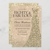 Goldene Dress Womans 80. Geburtstagsparty Einladung (Vorne/Hinten)