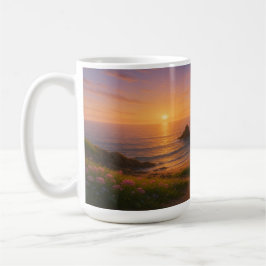 Goldene Drift: Sonnenuntergang über der Wildblume Kaffeetasse