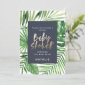 Goldene Dusche aus Tropenpalmen Save The Date (Stehend Vorderseite)