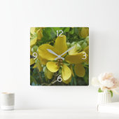 Goldene Dusche Tropengelbe Blüte Quadratische Wanduhr (Zuhause)