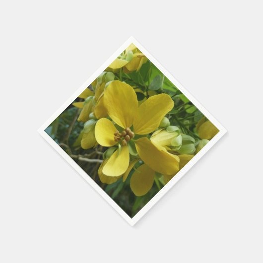 Goldene Dusche Tropengelbe Blüte Serviette (Ecke)