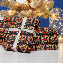 Goldene Dynastie Blüht schwarz Geschenkpapier