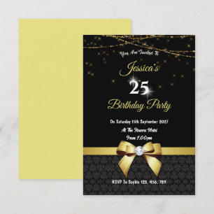 Goldene Edelstein-Schleife & Lichter Geburtstag Einladung