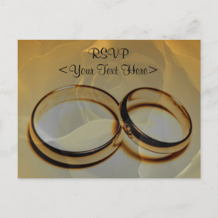 Goldene Eheringe & Rose Postkarte