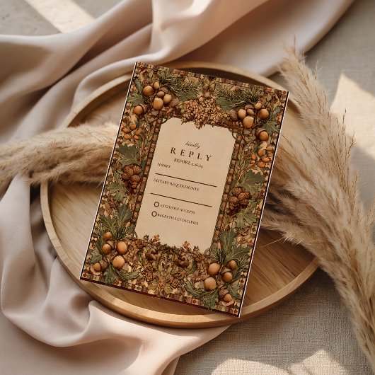 Goldene Eichenwald-Hochzeit RSVP Karte