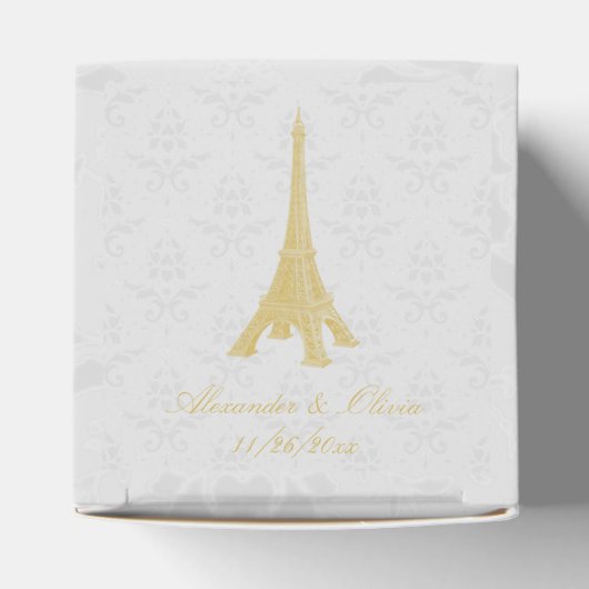 Goldene Eiffelturm Damask Hochzeitsfavoriten Box Geschenkschachtel (Oben)