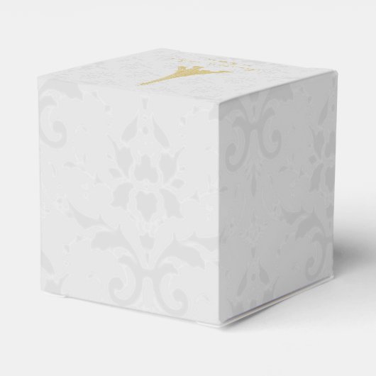 Goldene Eiffelturm Damask Hochzeitsfavoriten Box Geschenkschachtel (Rückseite)