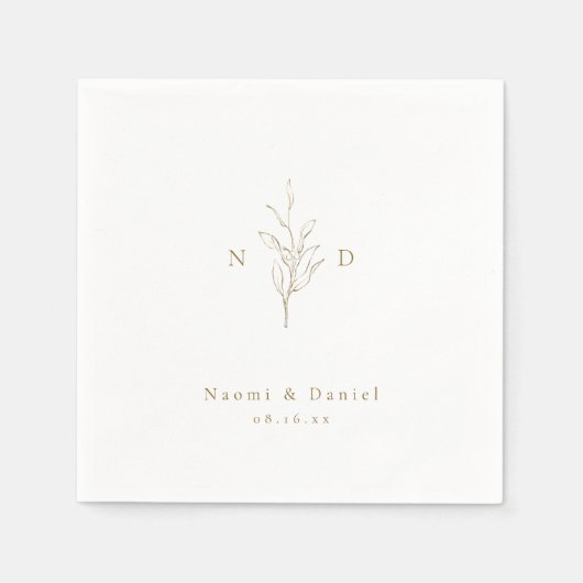 Goldene, einfache botanische Monographie Serviette (Vorderseite)