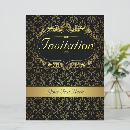 Goldene Einladung für jeden Anlass (Stehend Vorderseite)