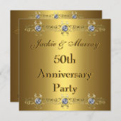 Goldene Einladungen 50 Jahre Party (Vorne/Hinten)