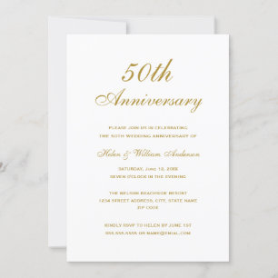 Goldene Einladungen zum 50. Hochzeitstag