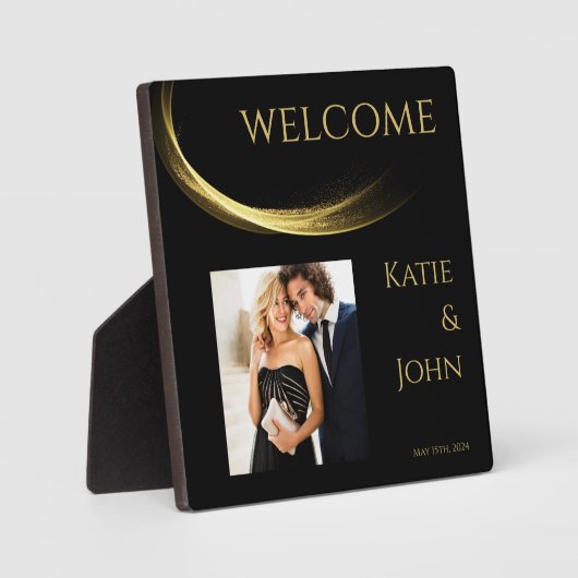 Goldene Elegance-Hochzeit Fotoplatte (Vorderseite)