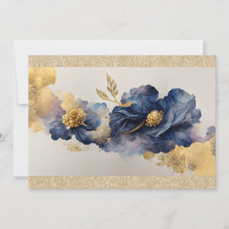 Goldene Elegante Blume Einladung