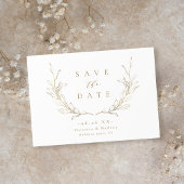 Goldene, elegante botanische Blätter Hochzeit Save The Date