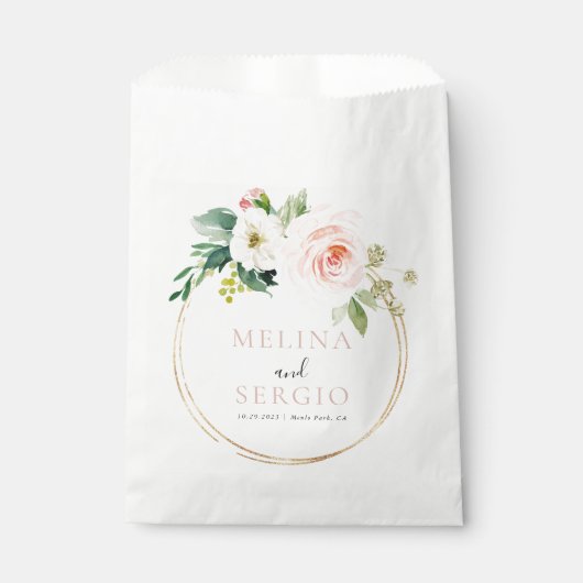 Goldene Elegante Fall-Blume Hochzeit Geschenktütchen (Vorderseite)