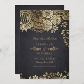 Goldene, elegante Hochzeitsfeier retten das Datum Save The Date (Vorne/Hinten)