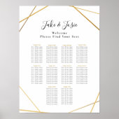 Goldene, elegante Hochzeitsstichtabelle Poster (Vorne)