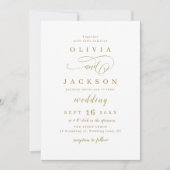 Goldene, elegante, romantische Hochzeit Einladung (Vorderseite)