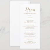 Goldene, elegante, romantische Hochzeit Menükarte (Vorne/Hinten)