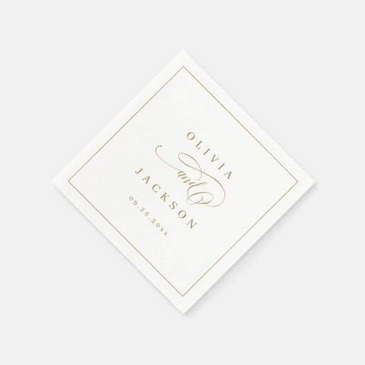 Goldene, elegante, romantische Hochzeit Serviette (Ecke)