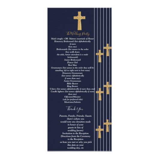 Goldene, elegante Typografie-Zeremonie Programm (Hinten)