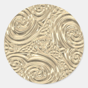 Goldene elegante viktorianische Art Nouveau Runder Aufkleber
