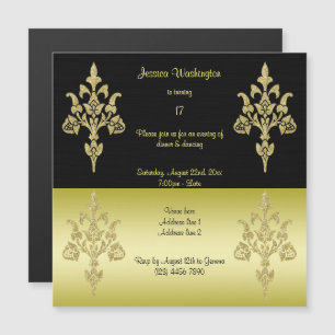 Goldene Eleganz-17. Geburtstags-Party Magneteinladung