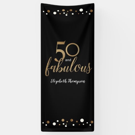 "Goldene Eleganz: 50 & fabelhafte Personalisierte Banner (Vertikal)