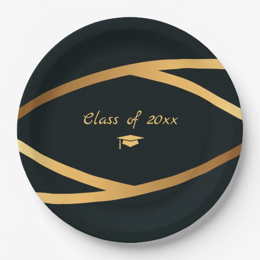 Goldene Eleganz Abschlussklasse Pappteller (Vorderseite)