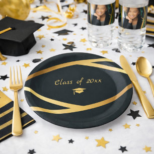 Goldene Eleganz Abschlussklasse Pappteller