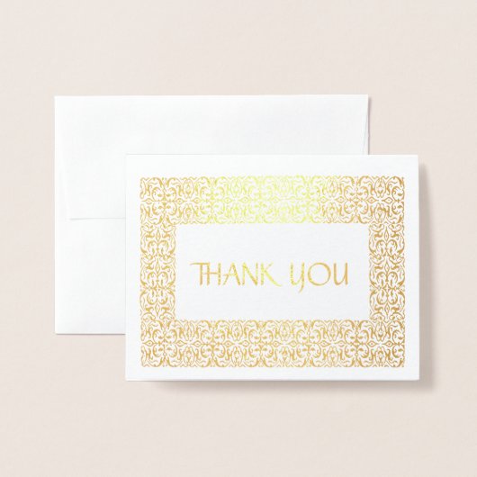 Goldene Eleganz - Alleinstellungsmerkmal "Danke" H Folienkarte (Vorderseite mit Umschlag)
