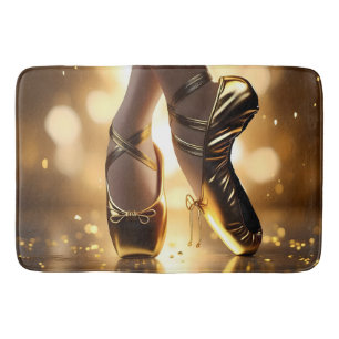 Goldene Eleganz: Ballerina Schuhe auf Gold Bokeh Badematte