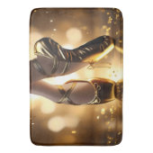 Goldene Eleganz: Ballerina Schuhe auf Gold Bokeh Badematte (Vorderseite Vertikal)