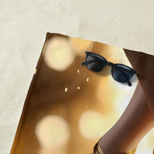 Goldene Eleganz: Ballerina Schuhe auf Gold Bokeh Strandtuch (Beispiel)