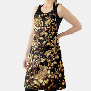 Goldene Eleganz Blumen-Schürze Schürze