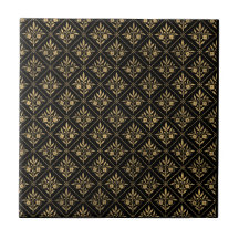 Goldene Eleganz – Botanisches Nahtloses Schwarz &