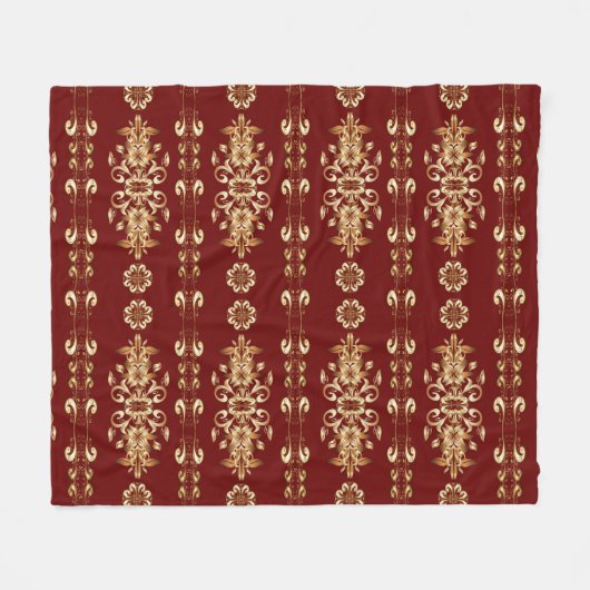 Goldene Eleganz: Klassisches orientalisches Muster Fleecedecke (Vorderseite (Horizontal))