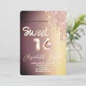 Goldene Eleganz, Rose Gold 16 . Geburtstag Einladung (Stehend Vorderseite)