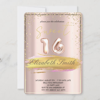 Goldene Eleganz, Rose Gold 16 . Geburtstag Einladung