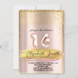 Goldene Eleganz, Rose Gold 16 . Geburtstag Einladung
