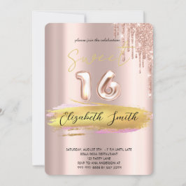 Goldene Eleganz, Rose Gold 16 . Geburtstag Invitat Einladung