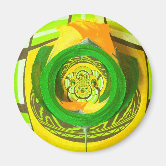 Goldene Eleganz: Schöne Afrikanische Gelbe Rose Magnet (Vorne)