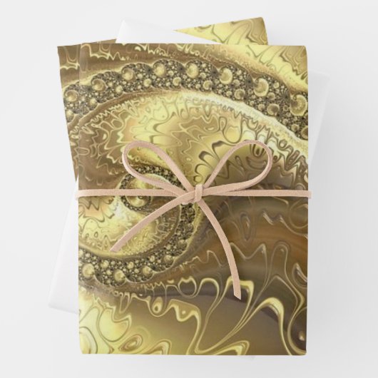Goldene Eleganz:Set von 3 flachen Umschlagpapier Geschenkpapier Set (Beispiel)